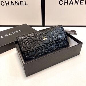 Chanel Camellia Embossed Long Wallet
